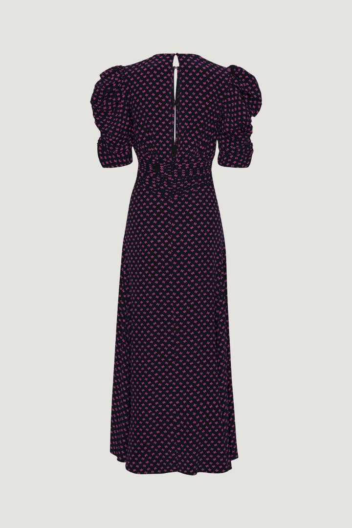 Jacquard Midi Dress Black Print - Raspberry Rose Combo Color