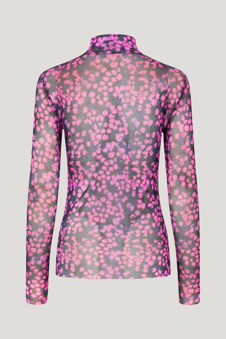 Jodi Pink Flower Splash Turtle Neck Tshirt