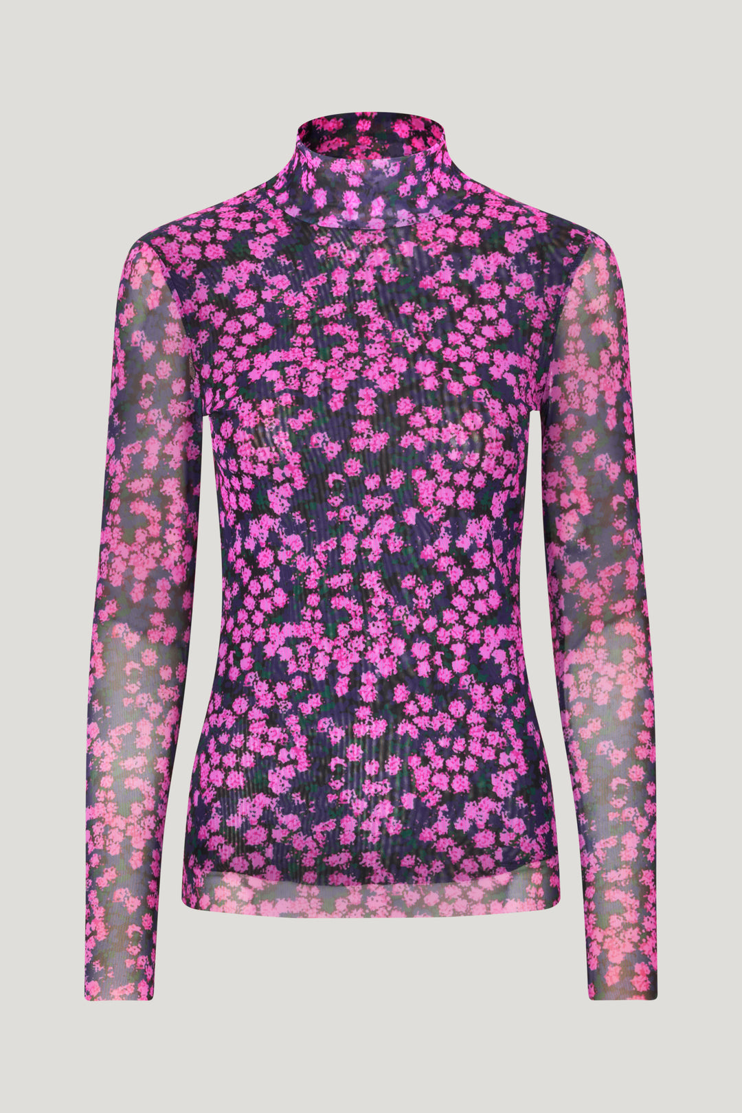 Jodi Pink Flower Splash Turtle Neck Tshirt