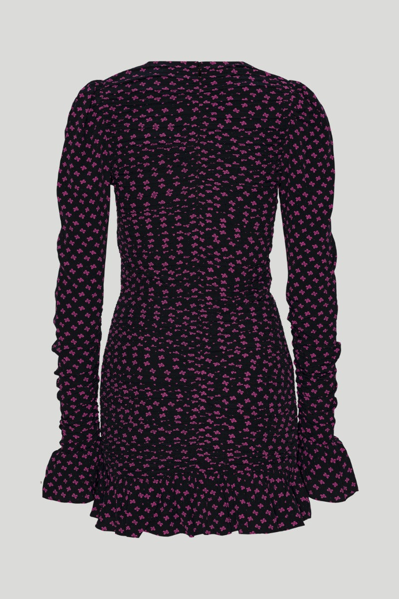 Jacquard Mini Dress Black Print - Raspberry Rose Combo Color