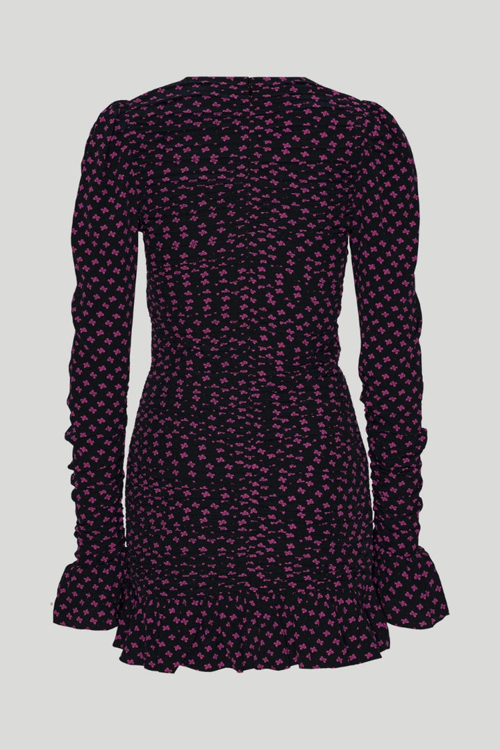 Jacquard Mini Dress Black Print - Raspberry Rose Combo Color