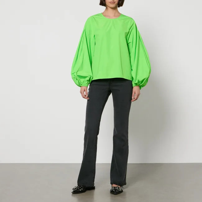 Flax Balloon Sleeve Top Green